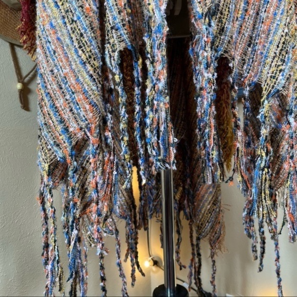 ANGIE | Yarn Knit Boho Fall Winter Cardigan Poncho Wrap - Picture 5 of 11